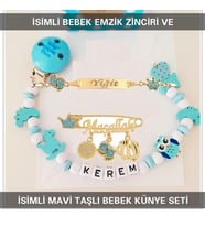Sahi Aksesuar İsimli Bebek Emzik Zinciri ve İsimli Bebek Künye Seti BEZYI756