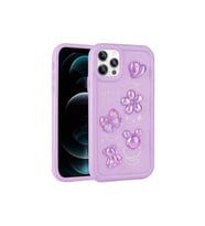 Apple iPhone 13 Pro Uyumlu Kılıf Kabartma Figürlü Parlak Zore Toys Silikon Kapak (Mor)