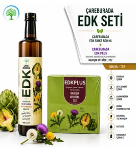 ÇareBurada EDK Sirke 500 ml & ÇareBurada EDK Karışık Bitkisel Toz Enginar, Devedikeni, Karahindiba