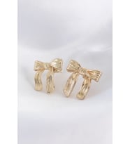 Pirinç Gold Renk Çizgi Detay Fiyonk Küpe (Karışık)