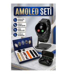 Akıllı Saat ve Bluetooth Kulaklık Seti Amoled Ekran Sesli Görüşme Uyku Takibi