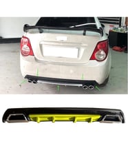 Chevrolet Aveo Sedan Sarı Difüzör Çiftli Kare Egzoz Görünümlü D Tip Difizör 2012 - 2016