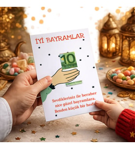 BK Gift Bayram Tebrik Kartı - Bayram Harçlık Kartı - Bayram Hediyesi (10x15cm) -2 50 Adet