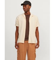 Jack & Jones Erkek Kısa Kollu Keten Gömlek - 12256235 (Beyaz)