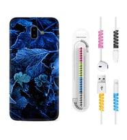 Samsung J6 Plus J7 Prime J7 Pro M20 Kılıf Kablo Koruma Spiral Silikon Blue Foid 1628