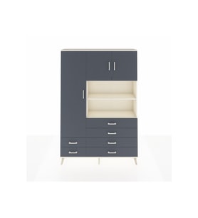 Arges Gardrop 8 Raflı 6 Çekmeceli 3 Kapaklı 132x30x195 Aytaşı-Antrasit