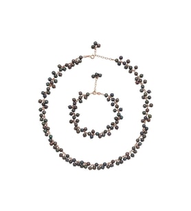 Doğal İnci Sallantılı Kolye Bileklik İkili Set (Rose)