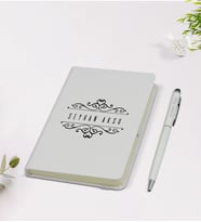 BK Gift Kişiye Özel İsimli 9x14cm Beyaz Defter ve Kalem Hediye Seti - Model 9