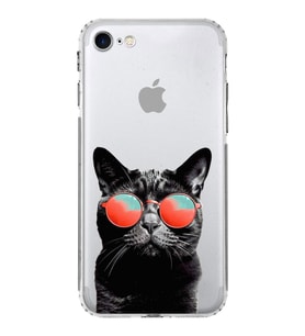 PrintiFy iPhone 7 ile Uyumlu Kedi 3 Kamera Korumalı Şeffaf Kılıf
