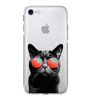 PrintiFy iPhone 7 ile Uyumlu Kedi 3 Kamera Korumalı Şeffaf Kılıf