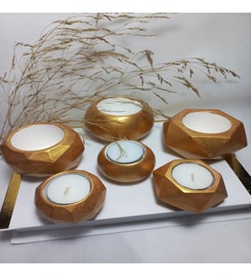 Antiquity Gold Ev ve Ofis Aksesuarı Sukulent/Kaktüs Saksı, Mumluk Set Dekoratif Obje 6 Parça
