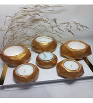 Antiquity Gold Ev ve Ofis Aksesuarı Sukulent/Kaktüs Saksı, Mumluk Set Dekoratif Obje 6 Parça