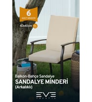 Bahçe Salon Balkon Arkalıklı Fermuarlı Sandalye Minderi 6 Adet