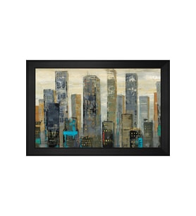 Soyut Binalar Motifli Kanvas Tablo 50 x 70 cm Siyah Çerçeve