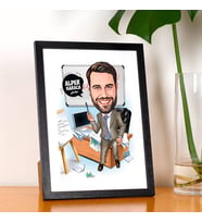 Kişiye Özel Karikatürlü Eğitimci Erkek Resim Çerçevesi