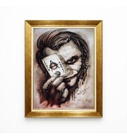 Tablore İskambil Kartlı Joker Karakalem Tasarım Gold Çerçeveli Tablo Karizmatik Ofis Genç Odası Duvar Dekoru