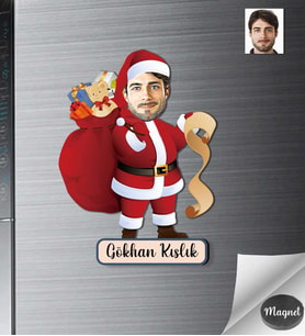 Kişiye Özel Yılbaşı Erkek Ahşap Magnet -2