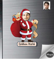 Kişiye Özel Yılbaşı Erkek Ahşap Magnet -2