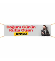 Doğum Günü Pankartı (Amcam)-19 75x300 cm (Çok Renkli)