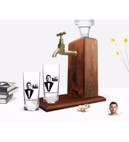 BK Gift Kişiye Özel Renkli Baskılı Godfather Baba Tasarımlı İkili Rakı Bardağı ve Ahşap Rakı Standı Hediye Seti-6 (Model 1)