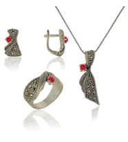 Söğütlü Silver markazit taşlı üçlü set