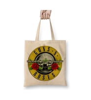 Guns N Roses Bez Çanta Uzun Saplı Alışveriş Çantası Plaj Çantası (Beyaz)