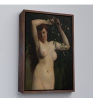 Çerçeveli Gustave Courbet - Dallara Tutunan Nü Kadın Tablosu (Kahverengi)