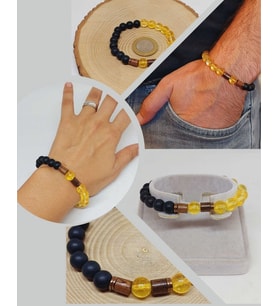 Sitrin Koyu Renk & Oniks Taşı 8mm Unisex Tasarım Bileklik Hawaii Model (4713)