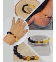 Sitrin Koyu Renk & Oniks Taşı 8mm Unisex Tasarım Bileklik Hawaii Model (4713)