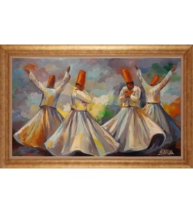 EV İŞYERİ OFİS İÇİN ALTIN ÇERÇEVELİ PASPARTULU TABLO S644