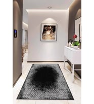 Siyah Modern Klasik Kaymaz Tabanlı Dekoratif Halı AR371 - 100 x 160 cm
