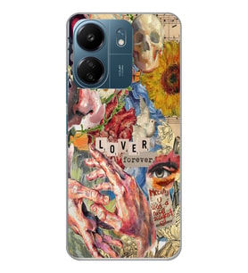 Xiaomi Redmi 13C Uyumlu Aesthetic Vintage Kolaj Desenli Şeffaf Telefon Kılıfı
