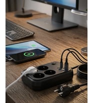 Termal Korumalı Uzatma Kablosu 4 Priz Usb Ve Type C Çoklu Şarj İstasyonu