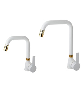 Venita Mat Beyaz Gold Mutfak ve Lavabo Batarya Set