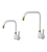 Venita Mat Beyaz Gold Mutfak ve Lavabo Batarya Set