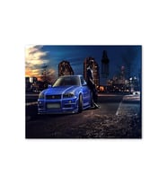 Ahşap Tablo Hızlı Ve Öfkeli Paul Walker Mavi Nissan (25x35 Cm Boyut)