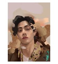 Taehyung Soyut Portre Tablo Ahşap Poster Dekoratif Kod2386