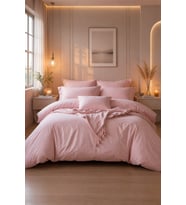 More Home  Tek Kişilik   Nevresim Takımı Lastikli Çarşaf Pudra