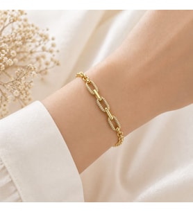 CM Jewelry Zirkon Taşlı Tiffany Zincir Bileklik – Gold Kadın Bileklik