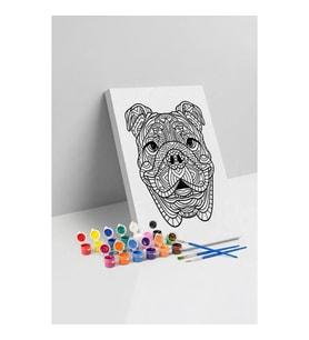 Köpek Desenli Mandala Tuval Boyama Seti 40x50 cm