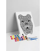 Köpek Desenli Mandala Tuval Boyama Seti 40x50 cm