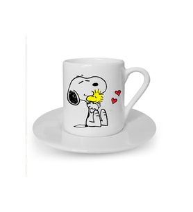 Snoopy Dog Baskılı Beyaz Türk Kahvesi Fincanı