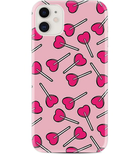 Apple iPhone 11 12 13 Mini Kılıf Desemli Silikon Heart Lollipop 1414