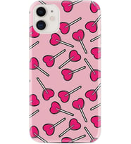 Apple iPhone 11 12 13 Mini Kılıf Desemli Silikon Heart Lollipop 1414