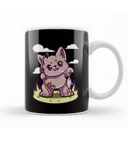 Cute & Funny Cat Fishing Kupa Bardak Porselen