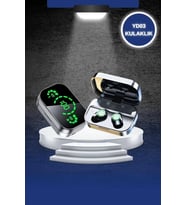 Mey İthalat® Dokunmatik Akıllı Saat Yeni Nesil Kulaklık Kampanyası Bluetooth Bağlantılı Anc Özelliğ