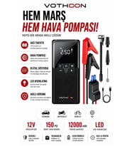 12000 Mah Akıllı Akü Takviye Ve Dijital Hava Pompası Akım Korumalı