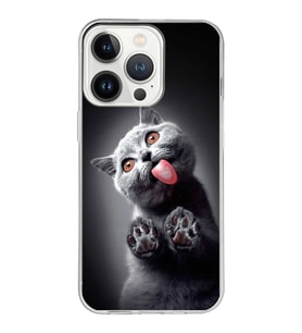 PrintiFy Apple  iPhone 13 Pro ile Uyumlu 1mm Slim Fit Kedi 2 050c Baskılı Şeffaf  Kılıf
