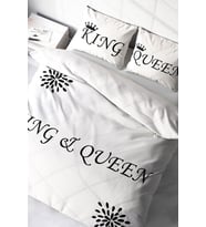 Nevresim Takımı %100 Doğal Pamuk Çift Kişilik 3D Digital White King-Queen