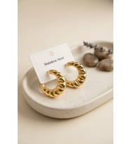 316L Çelik Gold Renk Retro Model Kalın Gövdeli Küpe TJ-BKP12049